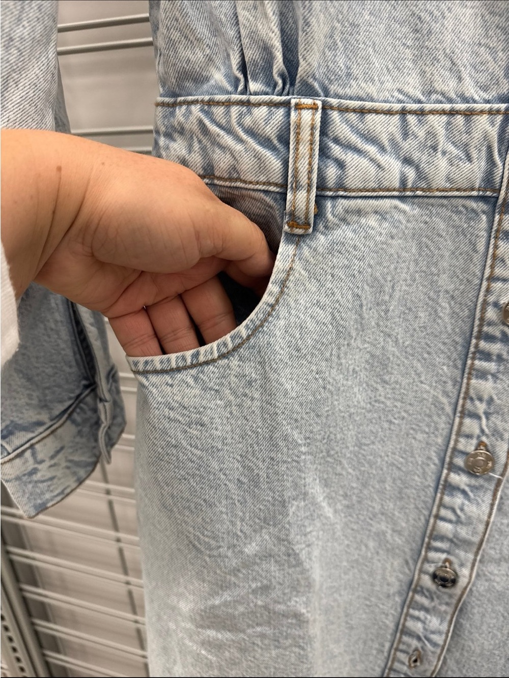Zara Light Wash Denim Long Sleeve Maxi Shirt Dress - Picture 4 of 7